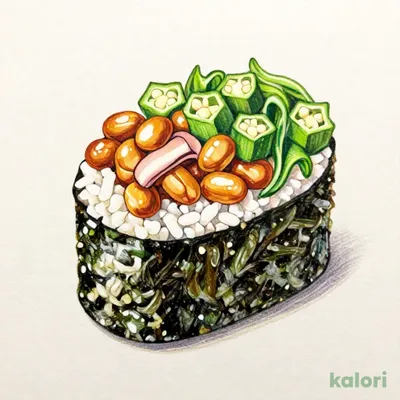Okra Ika Mekabu Natto Gunkan