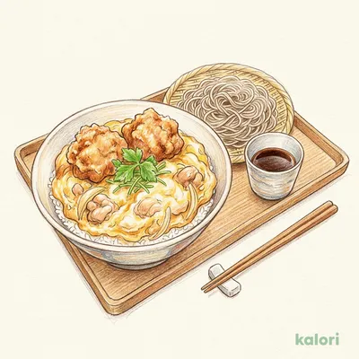 Fried Chicken Oyakodon with Soba Set
