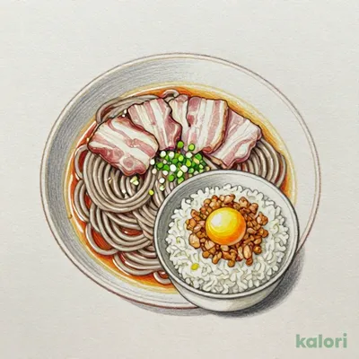 Chichibu-Style Meat Dipping Soba, Double Portion with Mini Rice Bowl