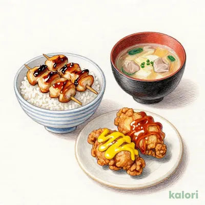 【3種のから揚げ付き】ミニ焼き鳥丼の満足セット