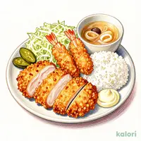 熟成ロースとヒレ大海老フライ定食