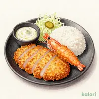 新潟県産 黄金豚のロースかつ〈120g〉＆海老フライ定食