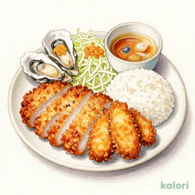 ランチ かき&ロースかつ定食