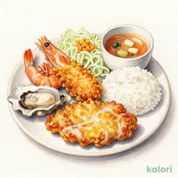 ランチ かき&海老・ヒレかつ定食