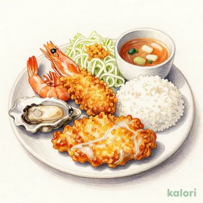 ランチ かき&海老・ヒレかつ定食