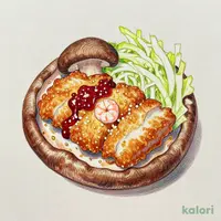 大ぶり椎茸の海老しんじょうかつとヒレかつ