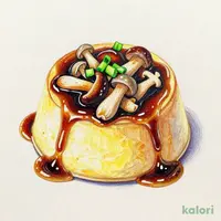 Large Chawanmushi (Steamed Egg Custard) with Mushroom Sauce
