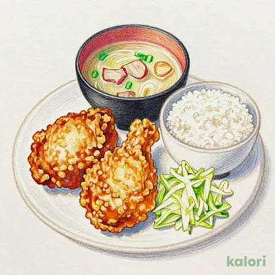 とん汁定食(からあげ)