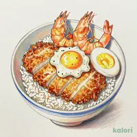 Mixed Fried Food Rice Bowl with Tartar Sauce & Egg