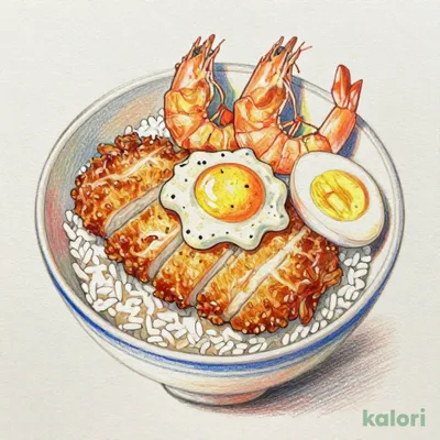Mixed Fried Food Rice Bowl with Tartar Sauce & Egg