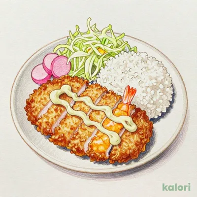 Heavy Mixed Fried Food Bento with Tartar Sauce