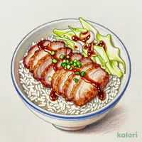 ローストポークとロースカツの合い盛り丼
