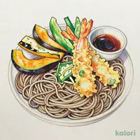 天ぷら盛り合わせと特盛りそば