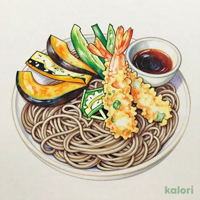 天ぷら盛り合わせと特盛りそば