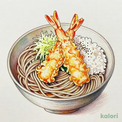 冷し大海老天おろしそば定食