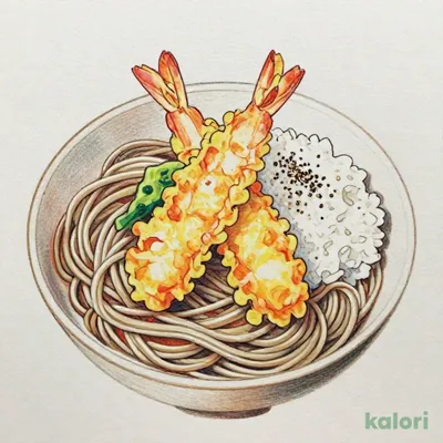 大海老天ぷらそば(上)定食