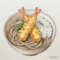 大海老天ぷらそば(並)定食