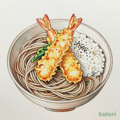 大海老天ぷらそば(並)定食
