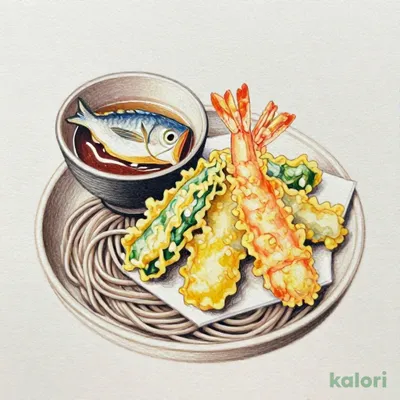 海老と季節野菜の天そばと旬の鮮魚の小丼