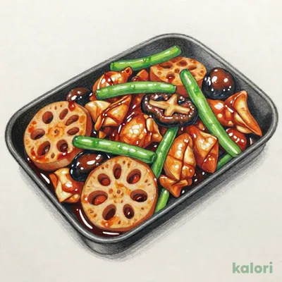 秋野菜と鶏肉の甘辛和え