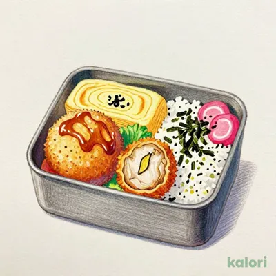 Nikujaga Croquette and Nori Mentaiko Bento