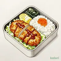 Wagyu Beef Minced Cutlet and Seaweed Bento with Spicy Cod Roe