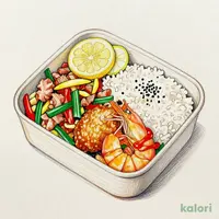 Deluxe Stir-Fried Meat and Vegetables Bento with Setouchi Lemon