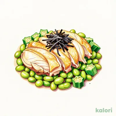 蒸し鶏と枝豆の塩昆布和え