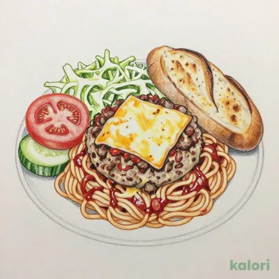 夜コメ　ハイ!チーズ!!プレート　チーズハンバーグミートスパ（単品）