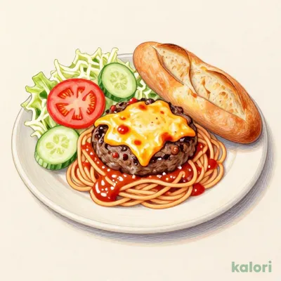 夜コメ　ハイ!チーズ!!プレート　チーズハンバーグミートスパ（ドリンク注文時）