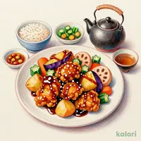 ごろごろ野菜と鶏の黒酢あんかけ膳