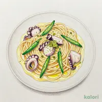 たこと甘長唐辛子の山葵だしペペロンチーノ