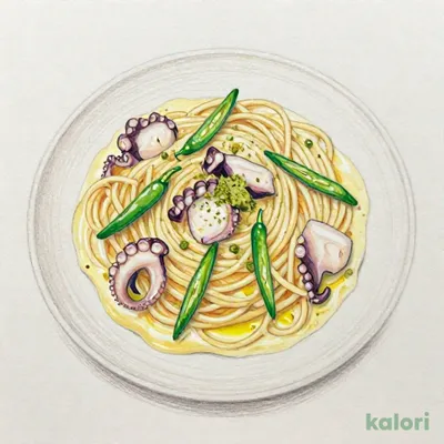 たこと甘長唐辛子の山葵だしペペロンチーノ