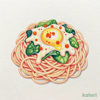 博多明太子とほうれん草の豆乳カルボナーラ