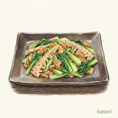Stir-fried Greens with Menma and Pickled Mustard Greens