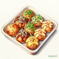 うまいもんセット（大たこ入りたこ焼3個、バター醤油たこ焼3個、ねぎポン酢たこ焼3個、たらこチーズたこ焼3個）