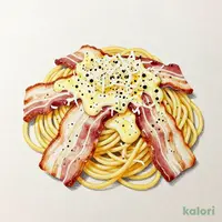 厚切りベーコンのカルボナーラ
