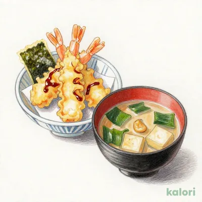 ランチ　天丼セット　あおさ入り味噌汁付【平日11時～15時限定】