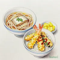 かけうどん（並盛）・海老天丼