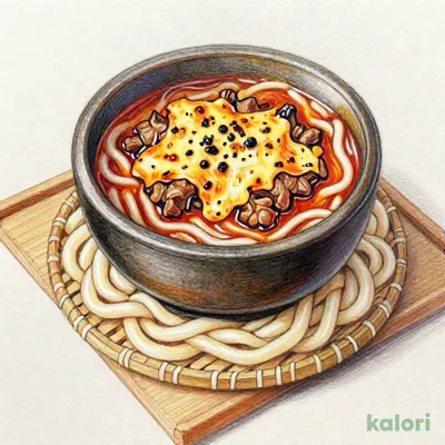 炙りチーズ旨辛肉つけ汁うどん