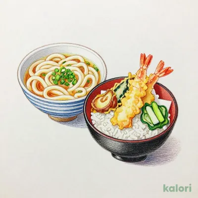Bukkake Udon (Small) and Mini Shrimp Tempura Rice Bowl