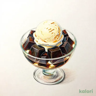 Coffee Jelly with Vanilla Ice Cream