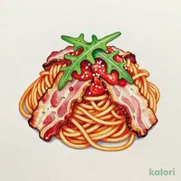 ベーコンとルッコラのトマトソース