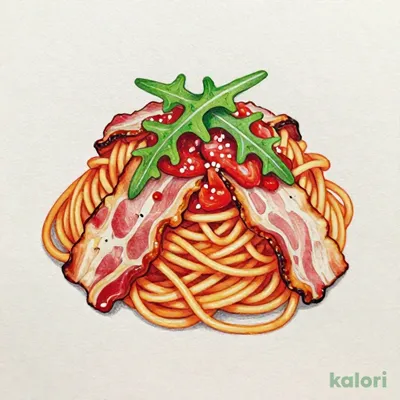 ベーコンとルッコラのトマトソース