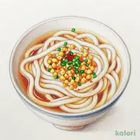 麺大盛り　天かすうどん　七味付き