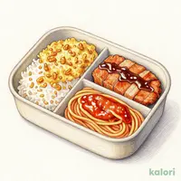 ドカ盛コンボ！　デミカツカレーピラフ＆ナポリタン
