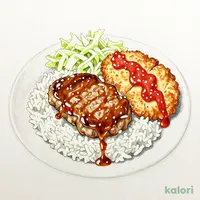 Large Rice! Round Chicken & Hamburger Bento