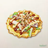 屋台風お好み焼(イカ入り)＆焼そば