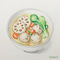 食物繊維が摂れる　地鶏出汁きかせた和風スープ