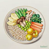 ゆずポン酢仕立て　夏野菜のネバネバご飯(麦入りご飯)